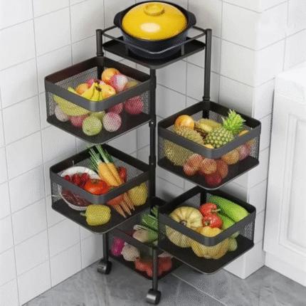 5 Layer Mesh Rotating Trolley Storage Organizer