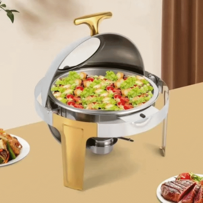 6L Round Chafing Dish with Gold Stands