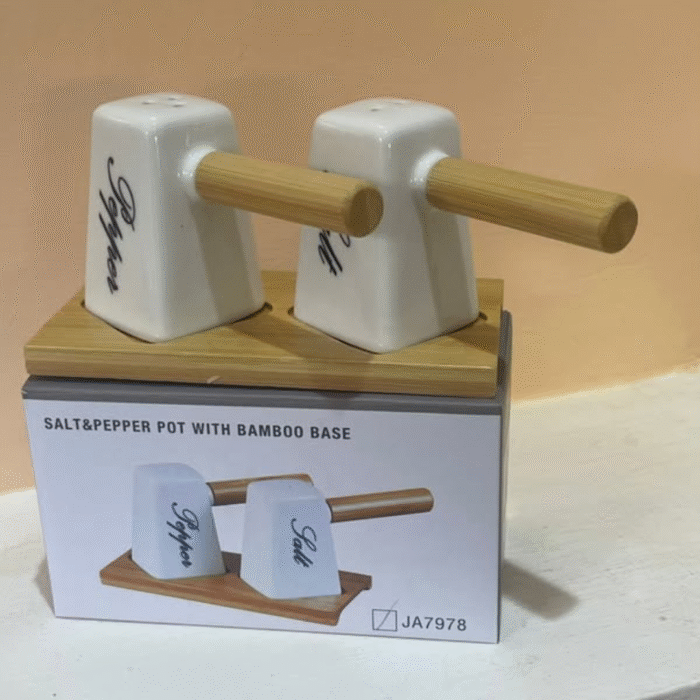 Double Salt Shaker with Bamboo Stand