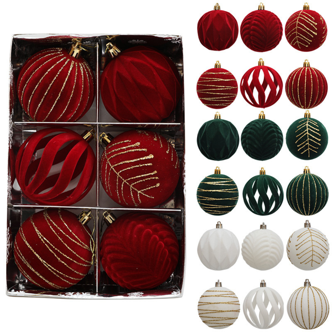 6pcs Velvet Christmas Tree Decor Balls