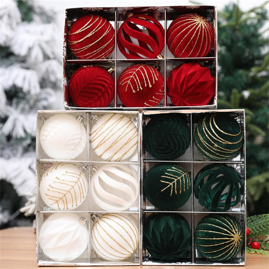 6pcs Velvet Christmas Tree Decor Balls