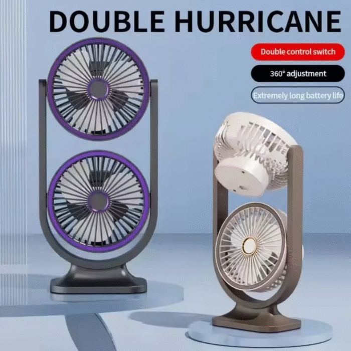 Rechargeable 360 Dual Head Desktop Fan