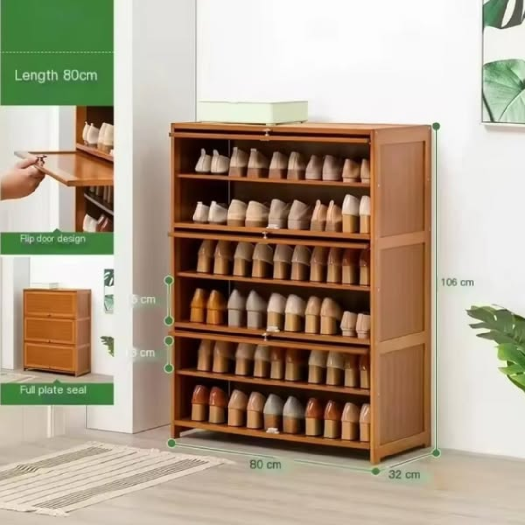 Flip Side Bamboo Shoe Cabinet / Storage Shelf