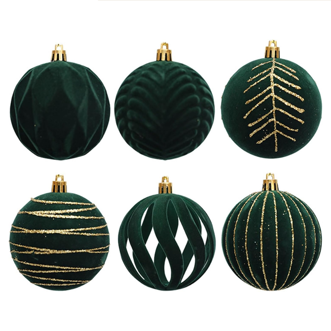 6pcs Velvet Christmas Tree Decor Balls
