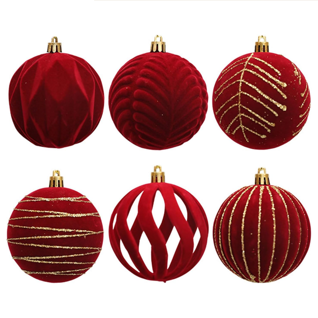 6pcs Velvet Christmas Tree Decor Balls