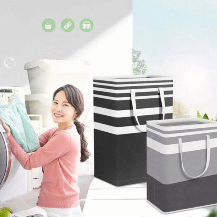 Collapsible Large Capacity Laundry Basket with Steel Handle