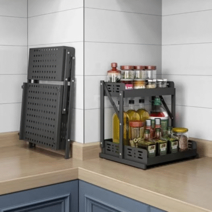 2 Tier Multifunctional Foldable Kitchen Spice Rack