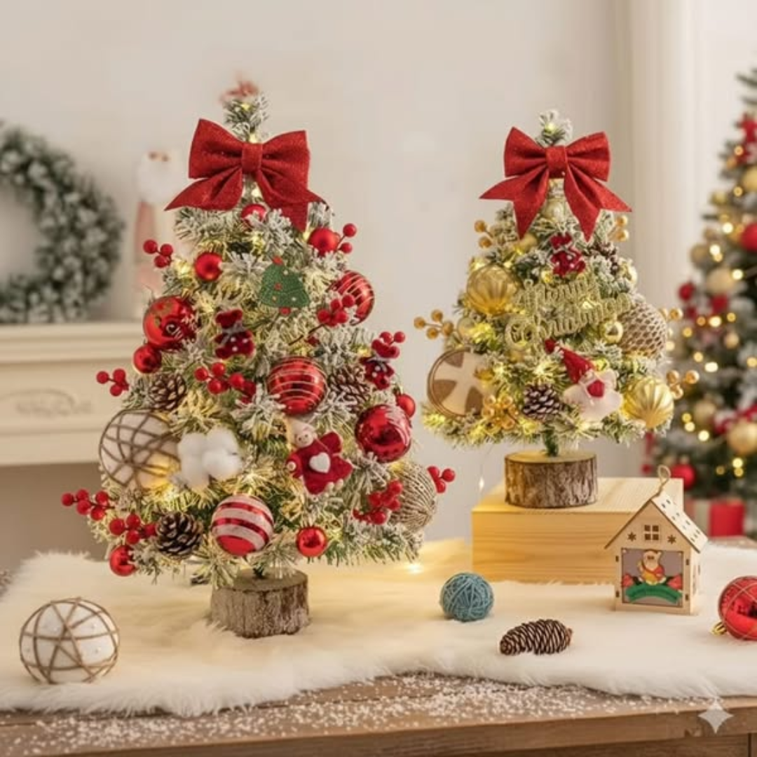 Table Top Christmas Tree with Decor and Lights