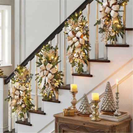 Christmas Staircase Wreath Decorations