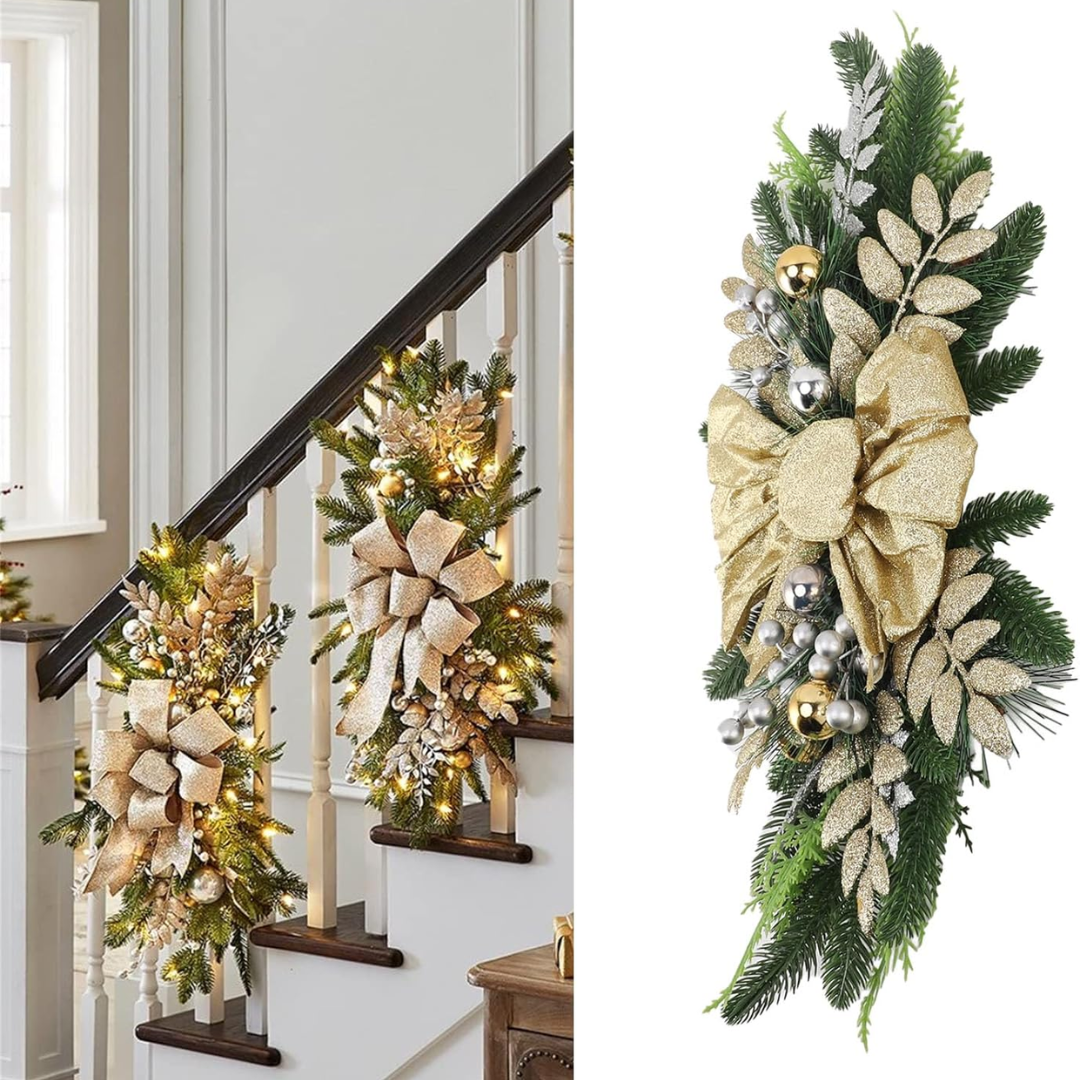 Christmas Staircase Wreath Decorations