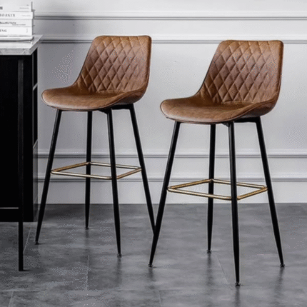 Grey/Brown Faux Leather Barstools