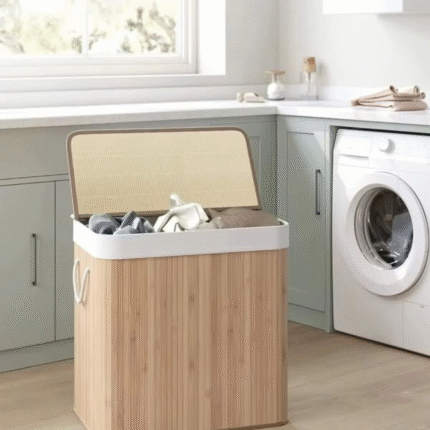 3 Grid Foldable Bamboo Laundry Basket