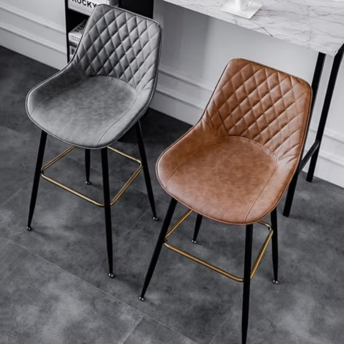 Grey/Brown Faux Leather Barstools