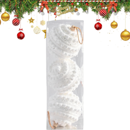 White Beaded 3pc Set Christmas Ball