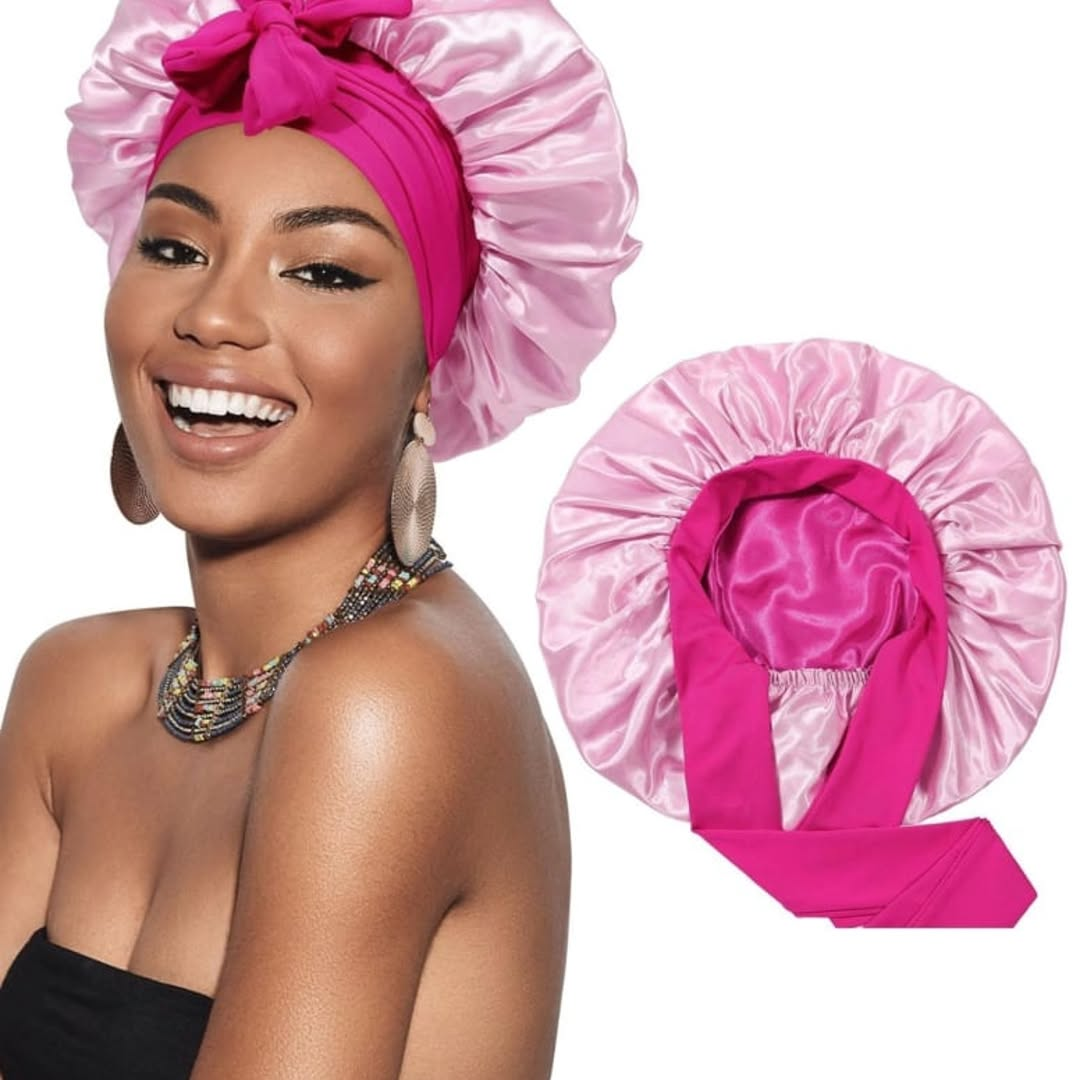 Reversible Satin Hair Bonnet with Elastic Tie Band