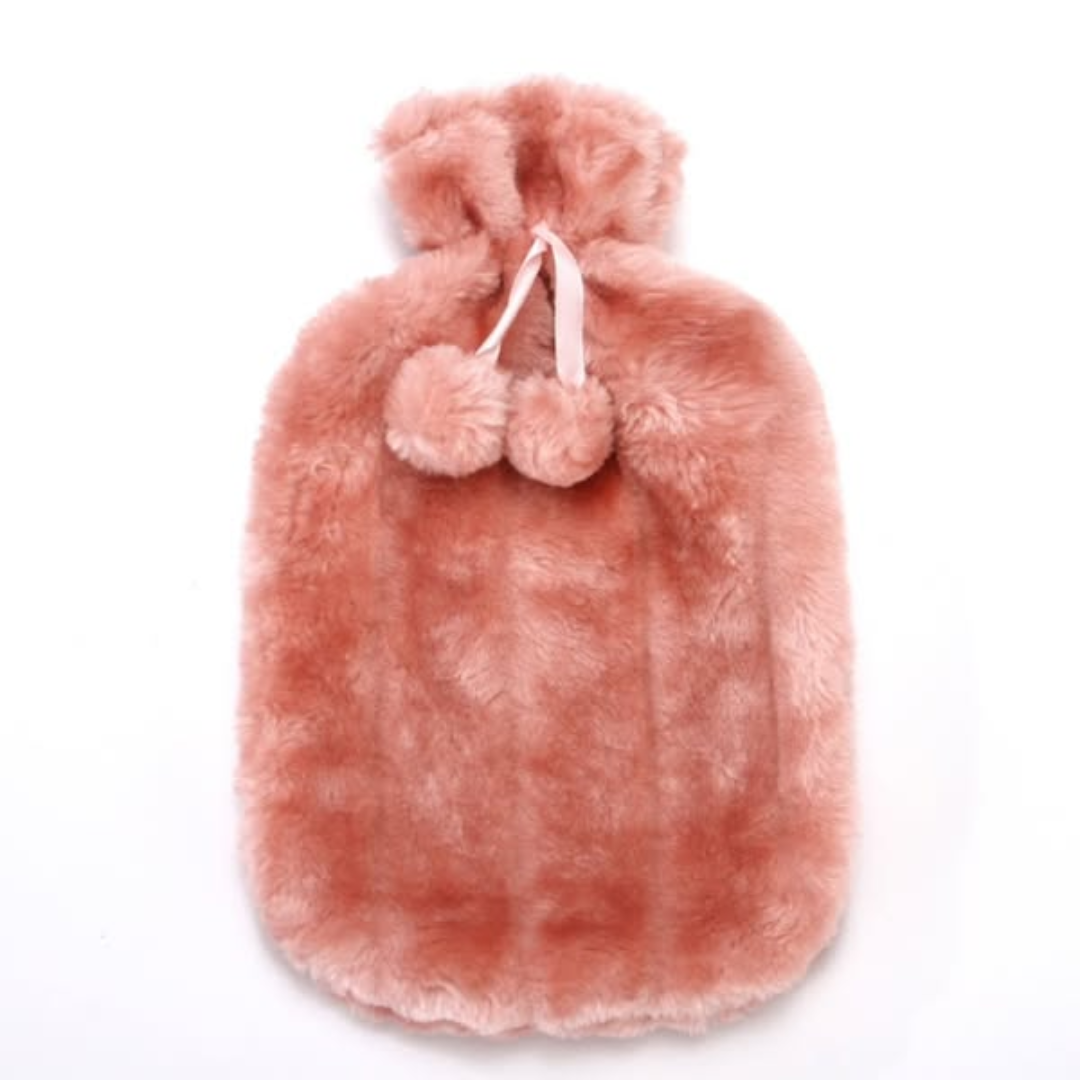 Thermal Heat Bottle with Rabbit Fur Cover