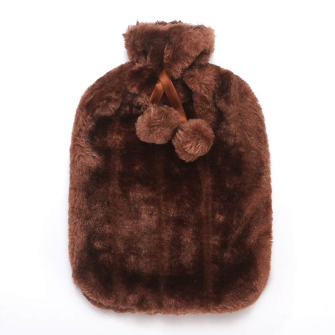 Thermal Heat Bottle with Rabbit Fur Cover