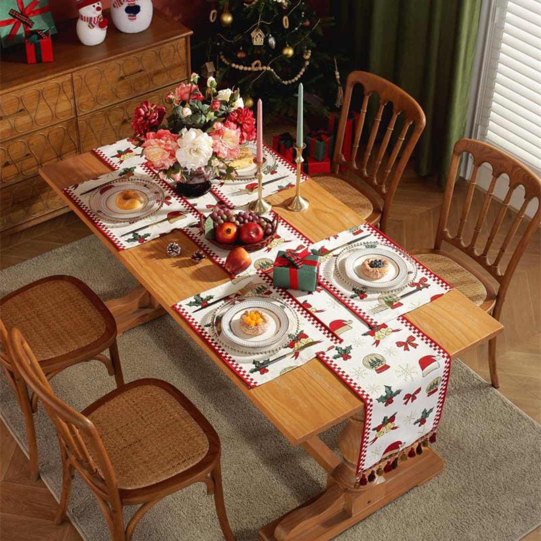 Christmas Table Runner and Table Mats Set