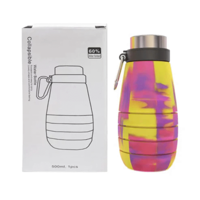 Portable Silicone Folding Water Bottle with Collapsible Cup
