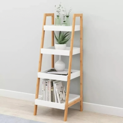 4-Tier Ladder Shelf Wood Storage Rack