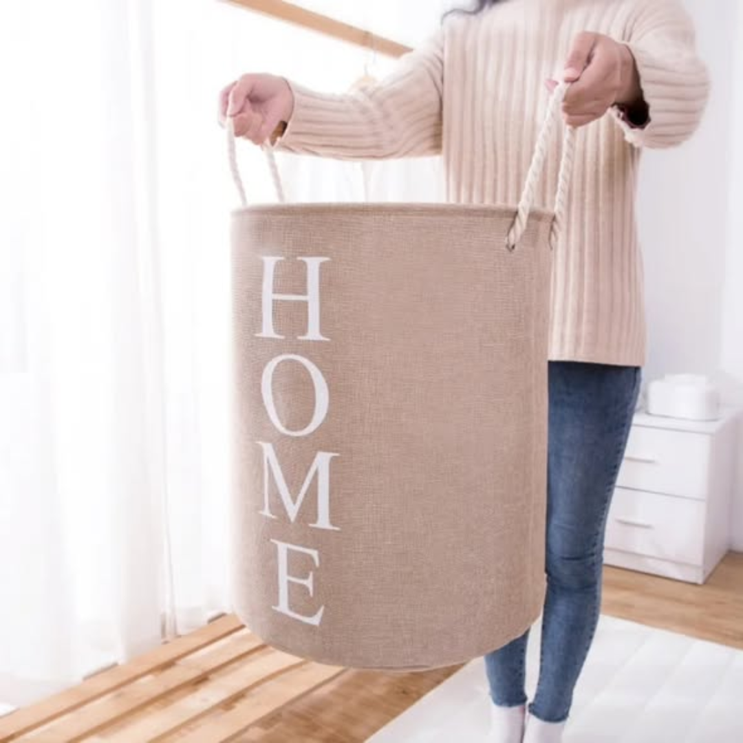 Round Cotton Linen Laundry Basket