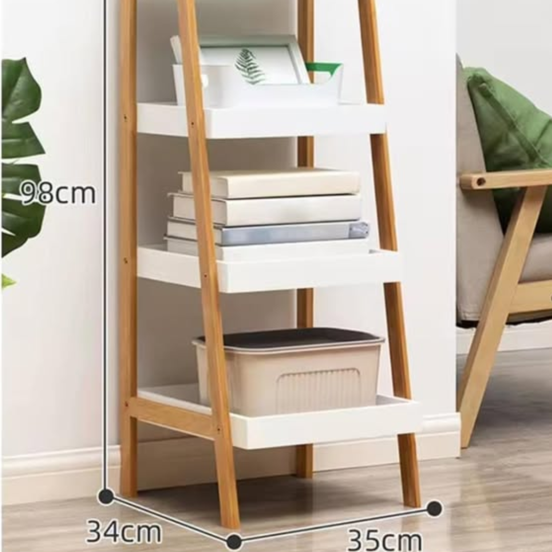 4-Tier Ladder Shelf Wood Storage Rack