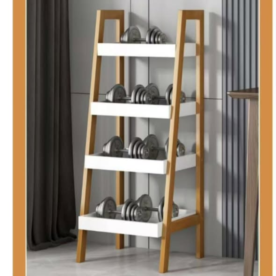 4-Tier Ladder Shelf Wood Storage Rack