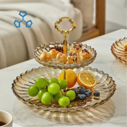 2 Tier Glass Cake and Fruit Display Stand