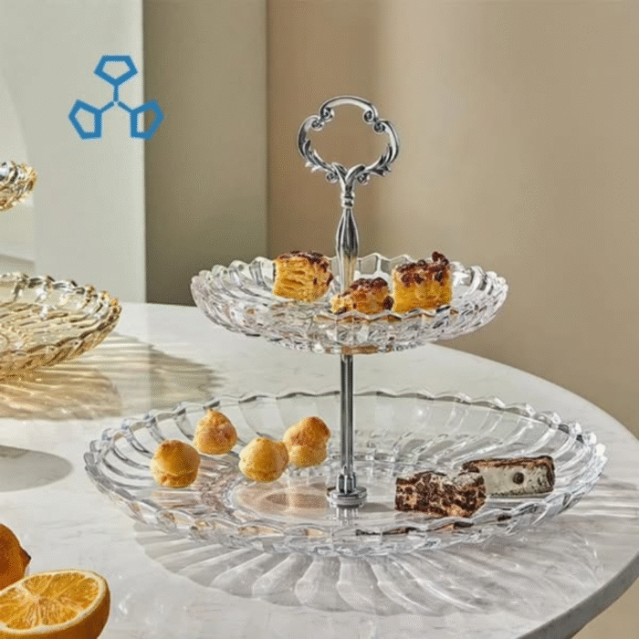 2 Tier Glass Cake and Fruit Display Stand