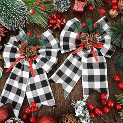 Christmas Bow with Pine Cones