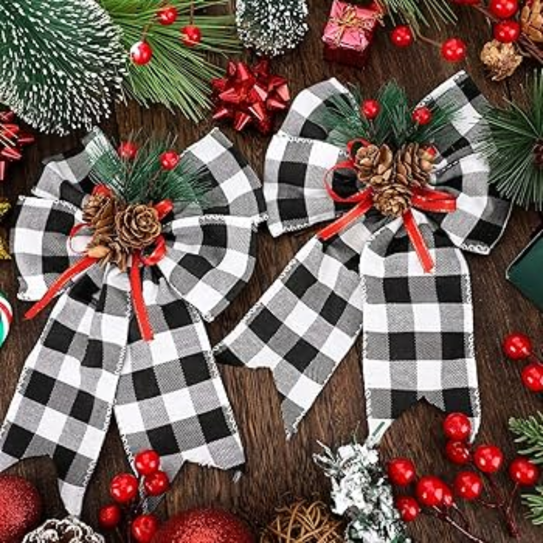 Christmas Bow with Pine Cones