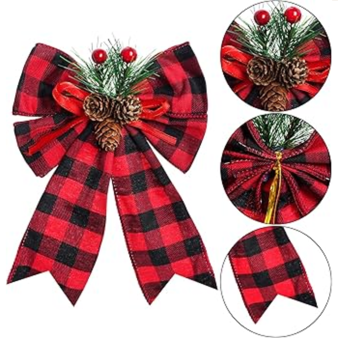Christmas Bow with Pine Cones