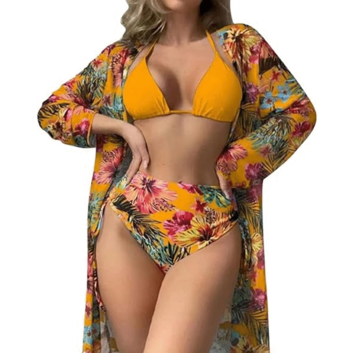 3pcs Floral Women Bikini Swimsuit