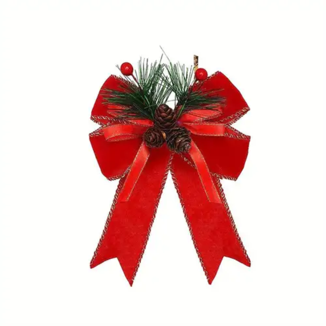 Christmas Bow with Pine Cones