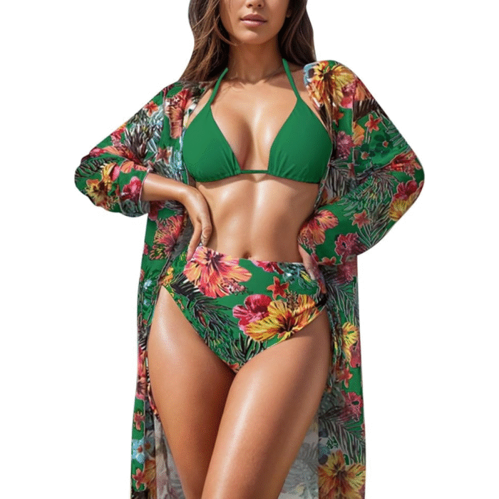 3pcs Floral Women Bikini Swimsuit