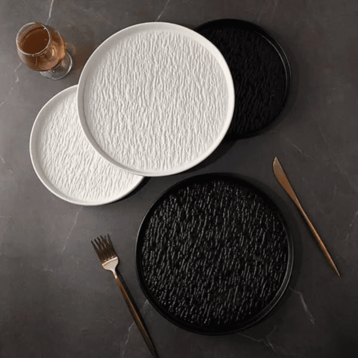 24pcs Ceramic Dinner Set with Textured Finish