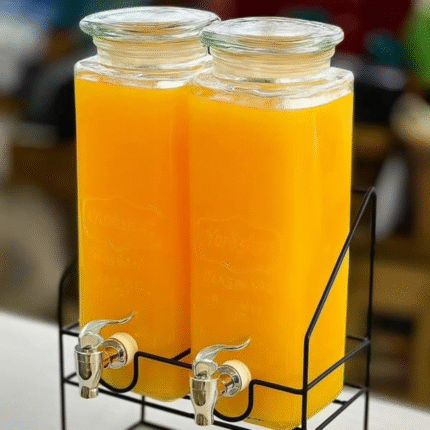 Tall Square Mason Jar Glass Beverage Dispenser