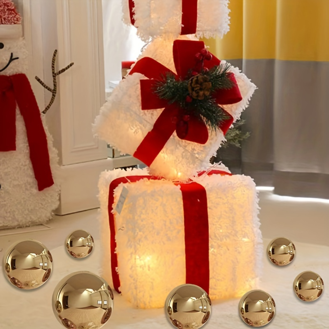 3pcs Set Christmas Decoration Gift Box with Lights