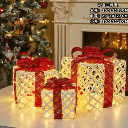 3pcs Christmas Gift Box with Lights