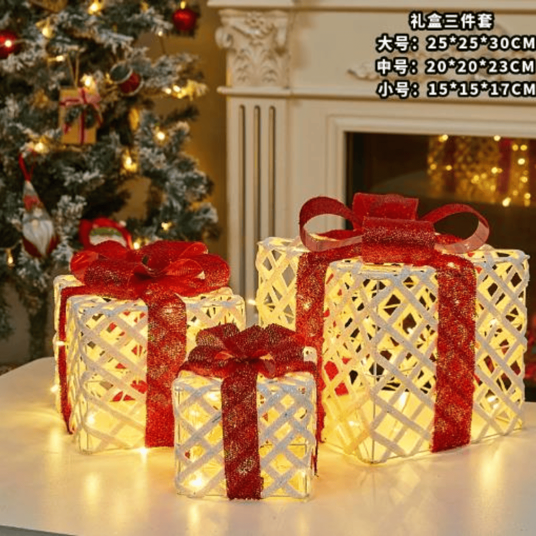 3pcs Christmas Gift Box with Lights
