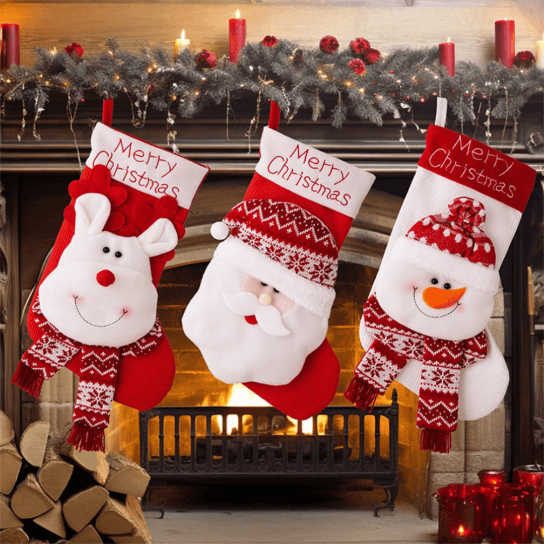 Large Santa Snowman Elk Stockings Knitted Decorations