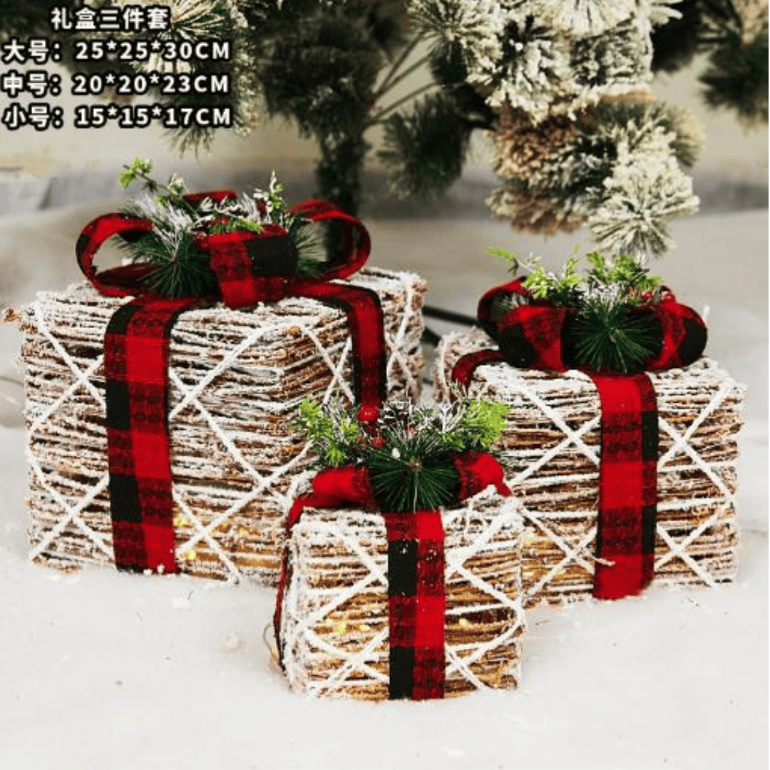 3pcs Christmas Gift Box with Lights