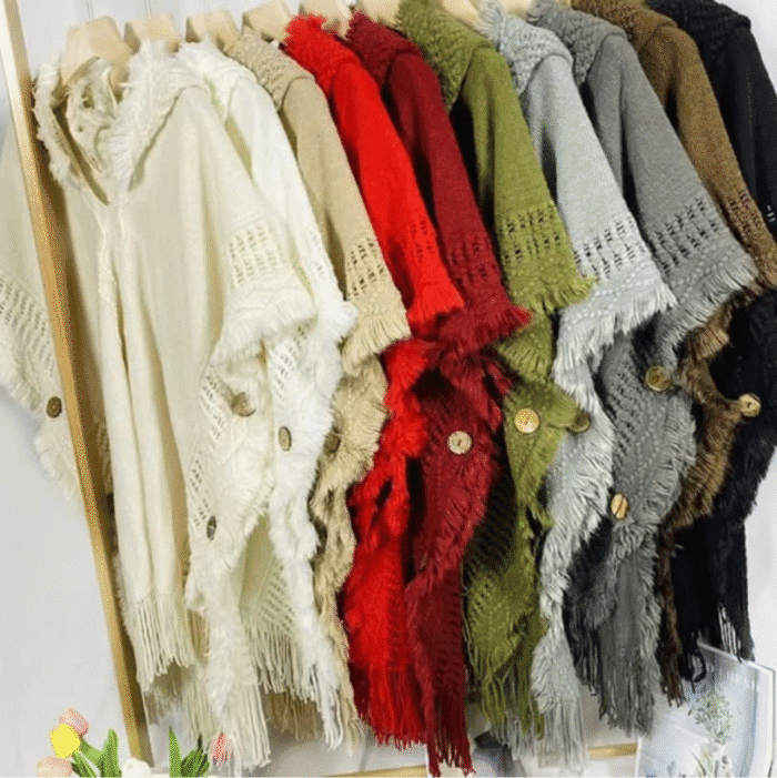 Women Knitted Hooded Shawl