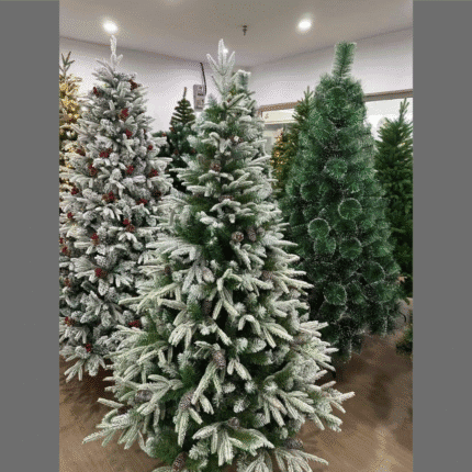Premium Pine Snow Flocked Tree with Cone