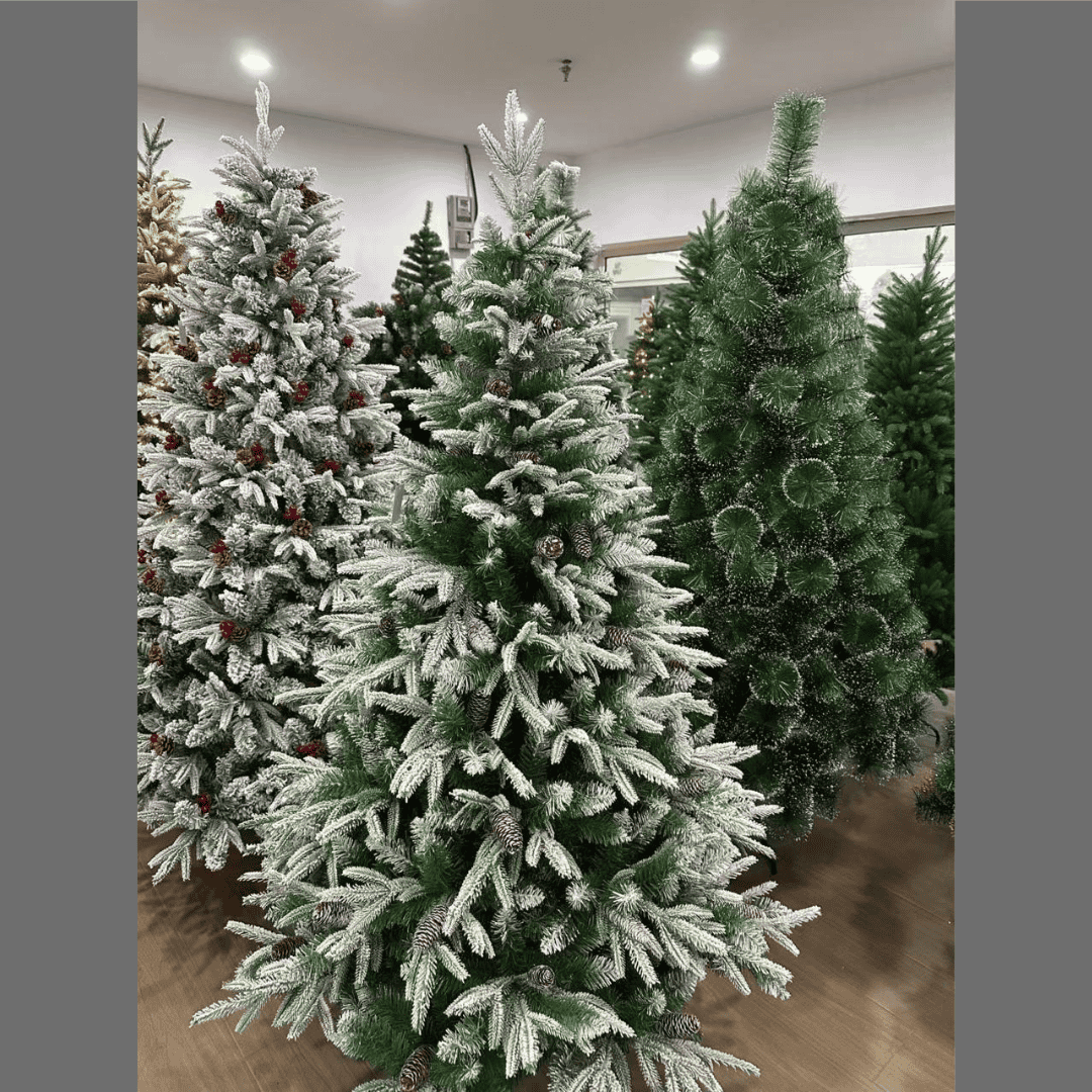 Premium Pine Snow Flocked Tree with Cone