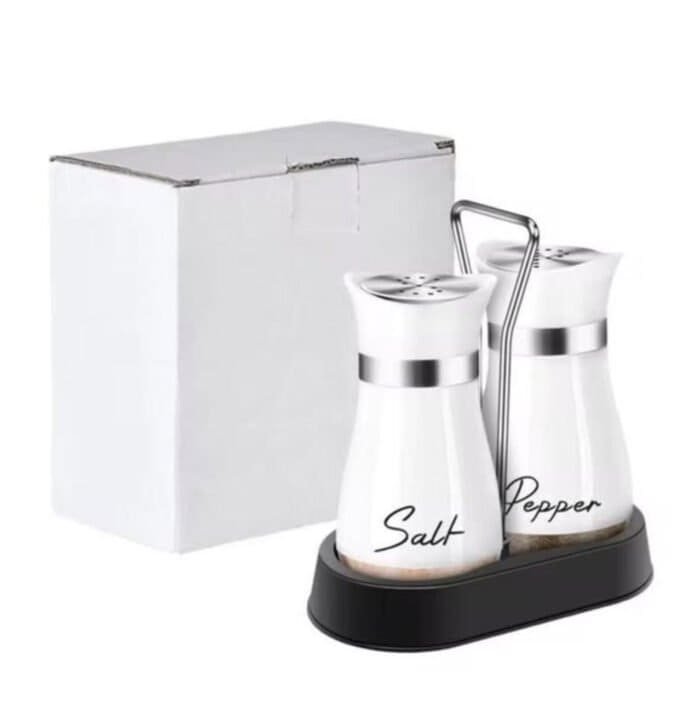 Seasoning Glass Salt and Pepper Shaker Set with Holder