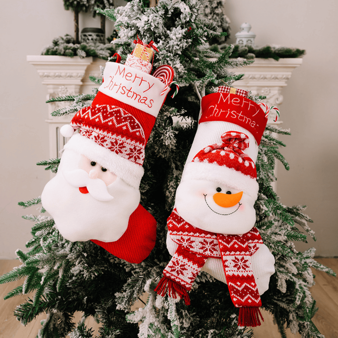 Large Santa Snowman Elk Stockings Knitted Decorations