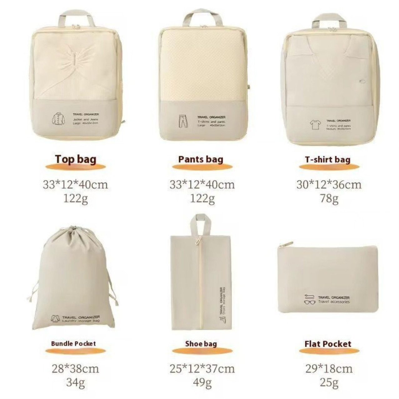 6 Pcs Luggage Travel Storage Bags