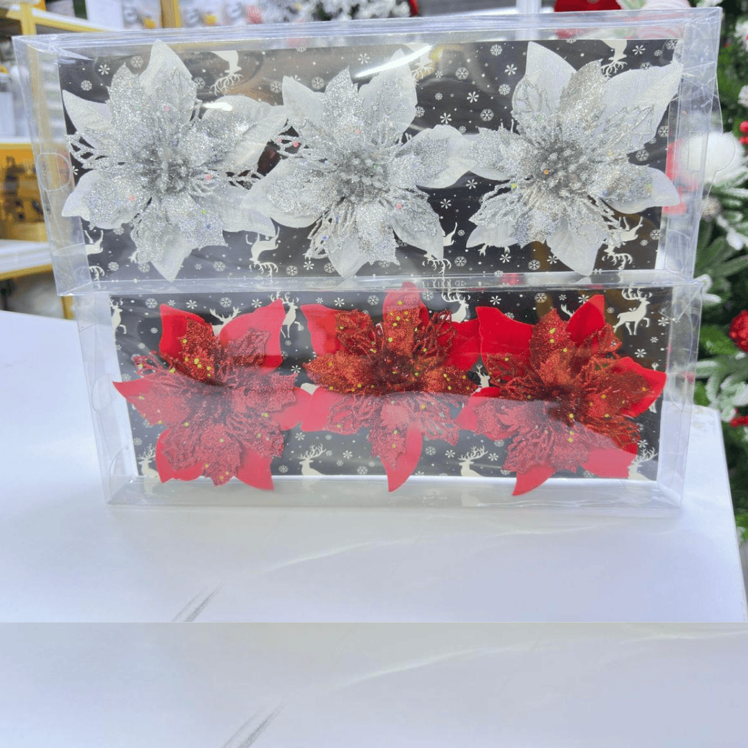 Artificial Christmas Decorating Flowers Set