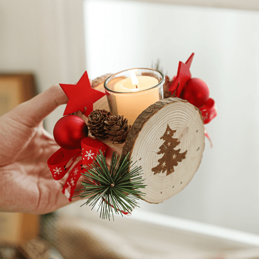 Wooden Christmas Candle Holder